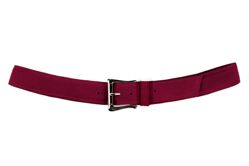 Burgundy red women's dress belt, matching pumps and bags. Made to measure. Profile view - Florence KOOIJMAN